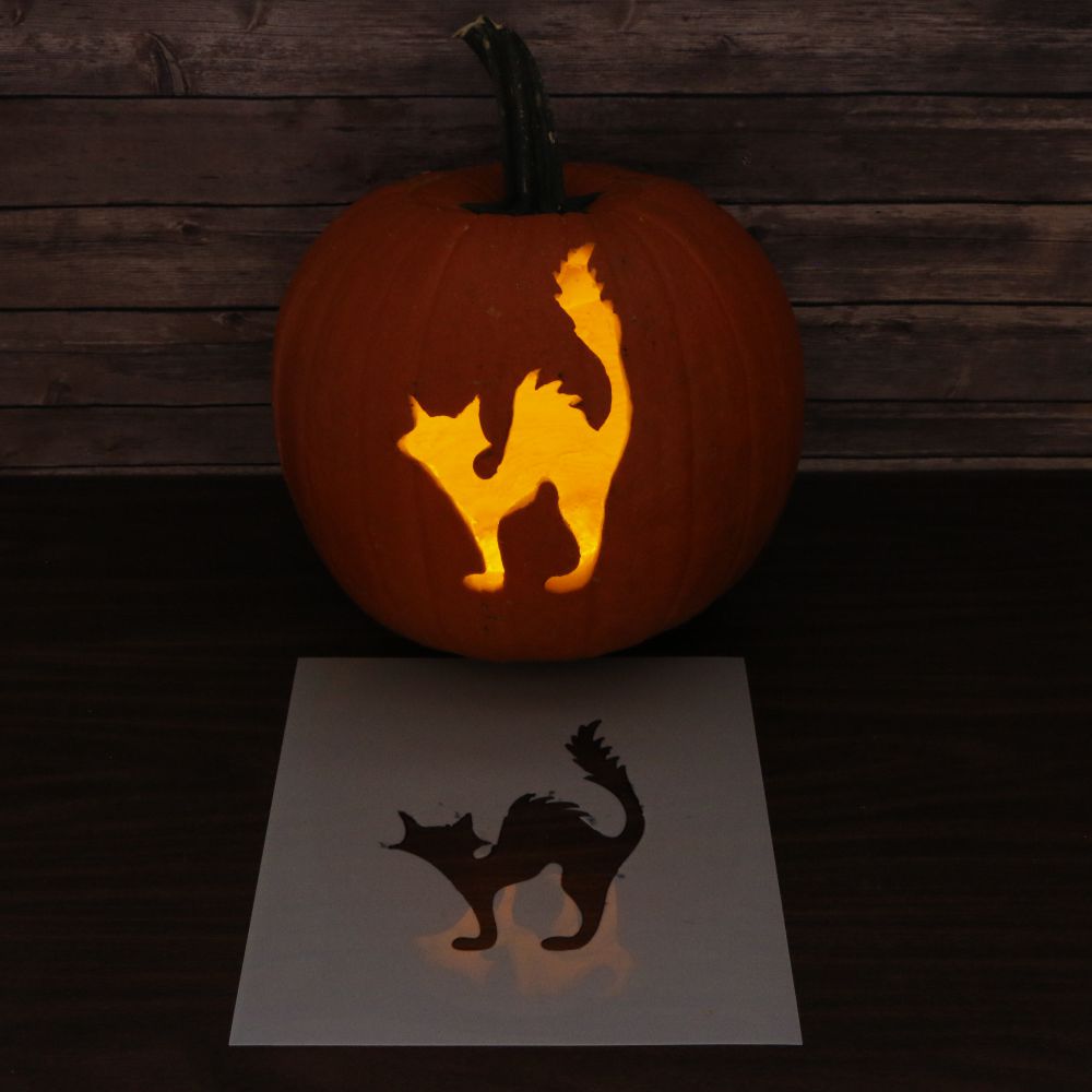 cat face pumpkin carving stencils
